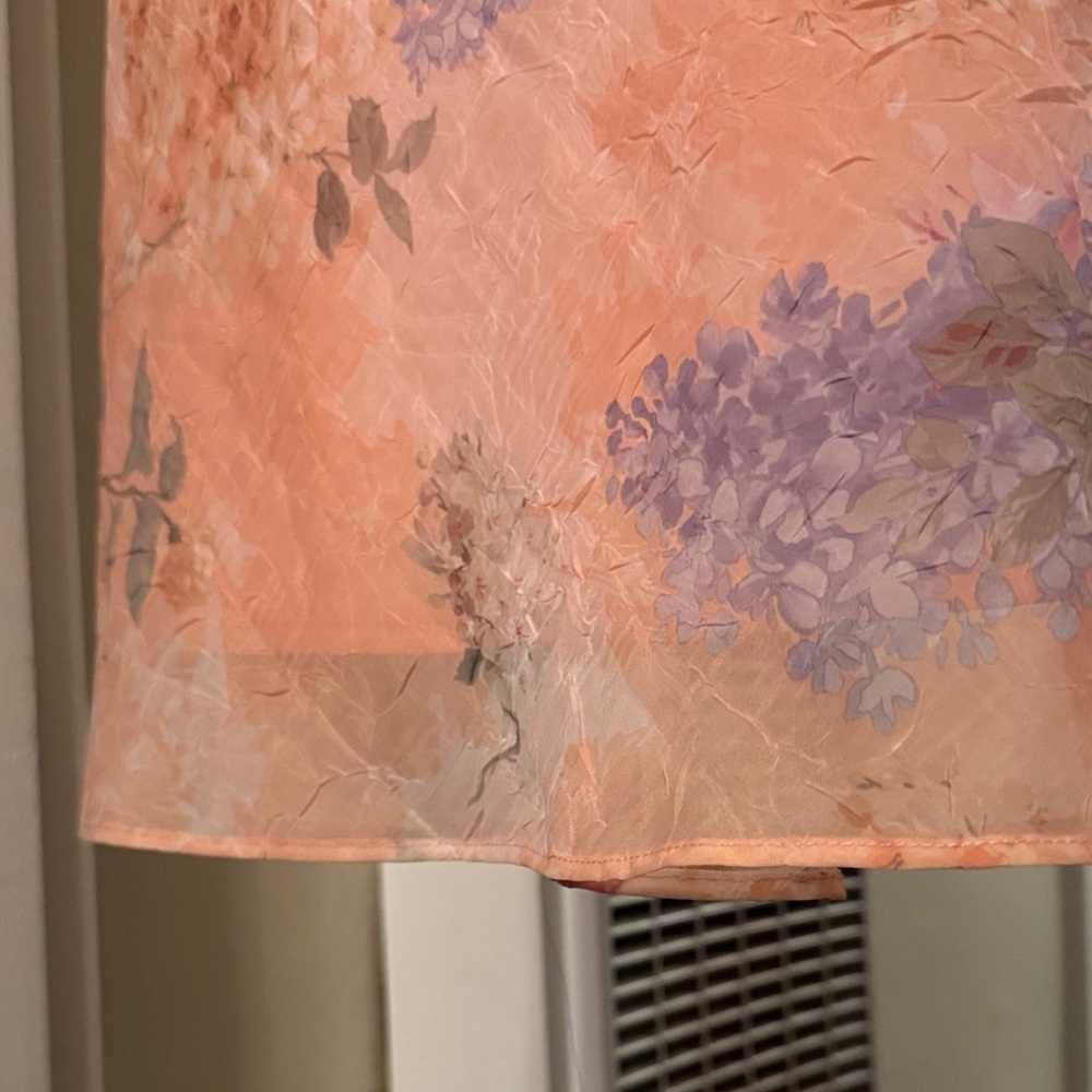 VTG Karin Stevens Sheer Overlay Sleeveless Peach Floral Fairy Midi Slip Dress 10 - Picture 4 of 8